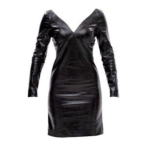 Wolf & Badger Maison Bogomil Black Noir Muse Eco Leather Dress NEW Size Large